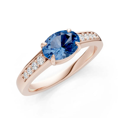 East West  Oval Gemstone Ring with Accents