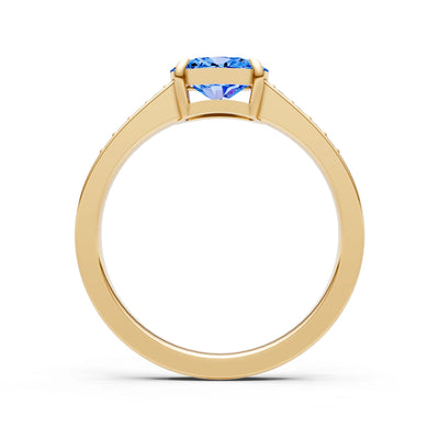 East West  Oval Gemstone Ring with Accents
