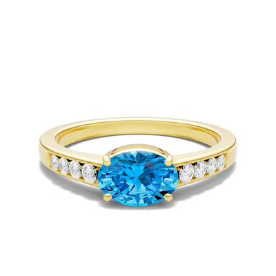 East West Oval Gemstone Ring with Accents