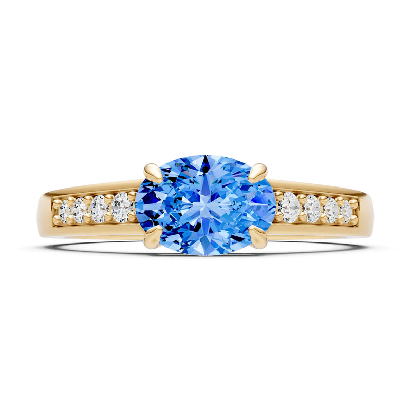 East West  Oval Gemstone Ring with Accents