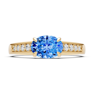 East West Oval Gemstone Ring with Accents