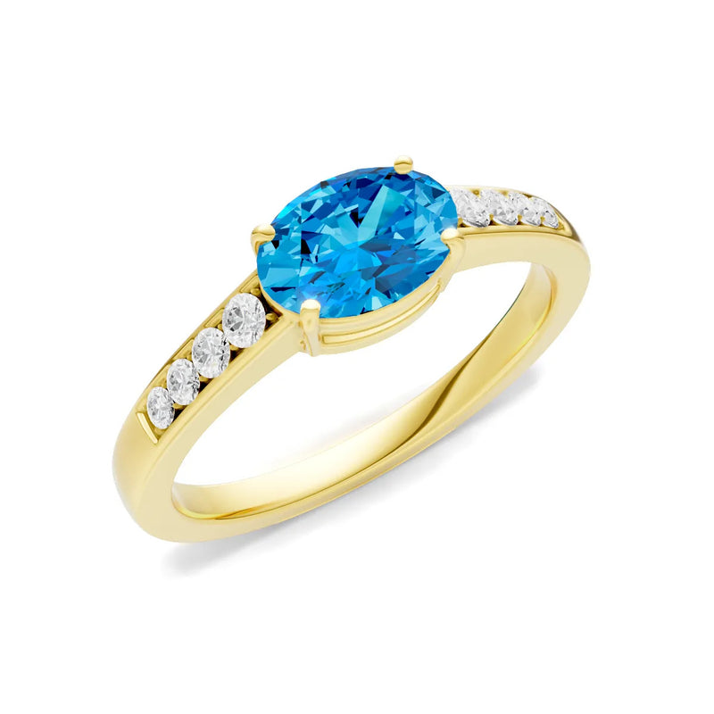 East West Oval Gemstone Ring with Accents