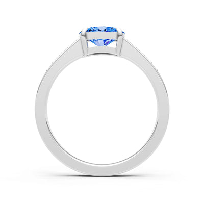East West  Oval Gemstone Ring with Accents