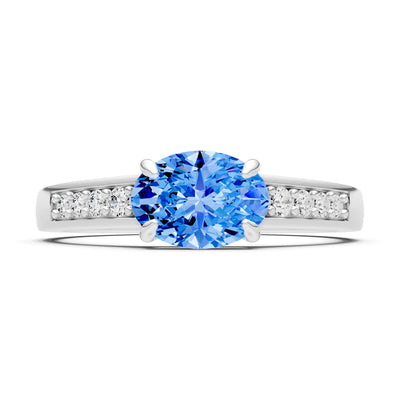 East West  Oval Gemstone Ring with Accents