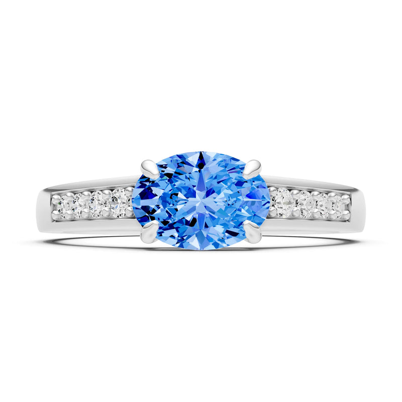 East West  Oval Gemstone Ring with Accents