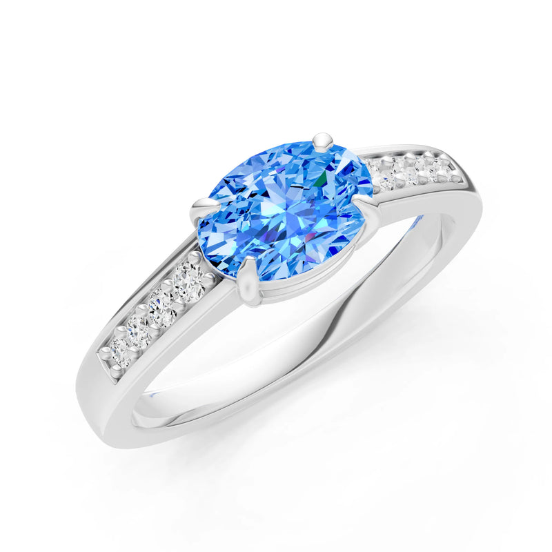 East West  Oval Gemstone Ring with Accents