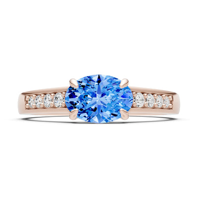 East West  Oval Gemstone Ring with Accents