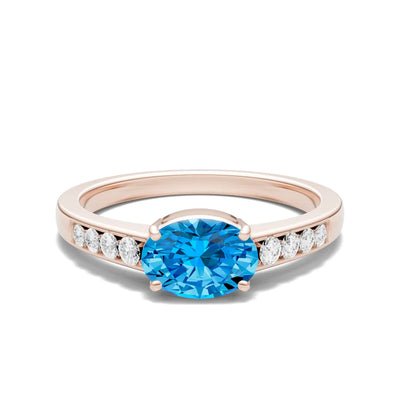 East West Oval Gemstone Ring with Accents