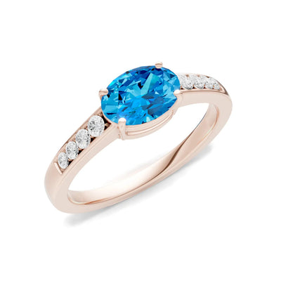 East West Oval Gemstone Ring with Accents