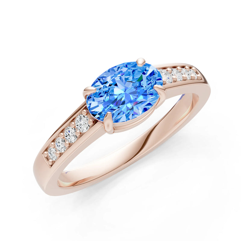 East West  Oval Gemstone Ring with Accents