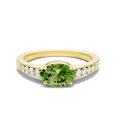 East West Oval Gemstone Ring with Accents