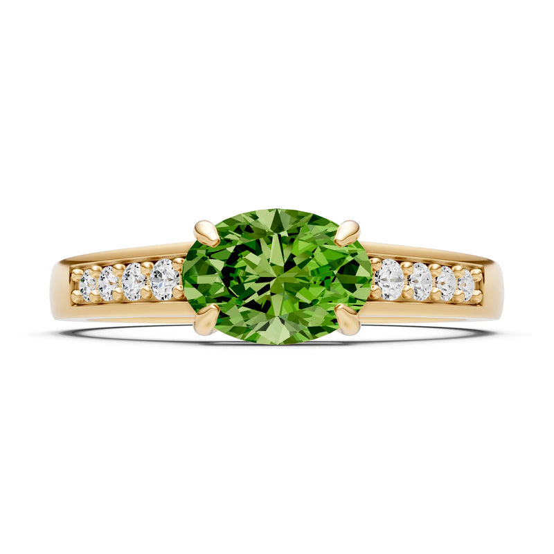 East West  Oval Gemstone Ring with Accents