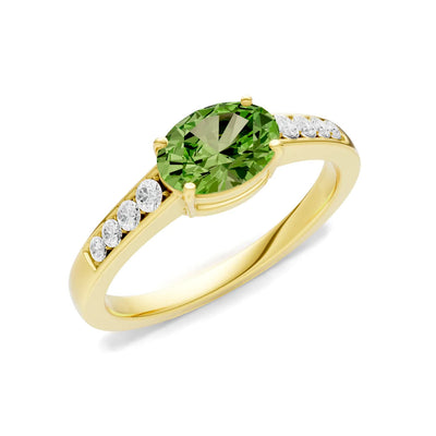 East West Oval Gemstone Ring with Accents