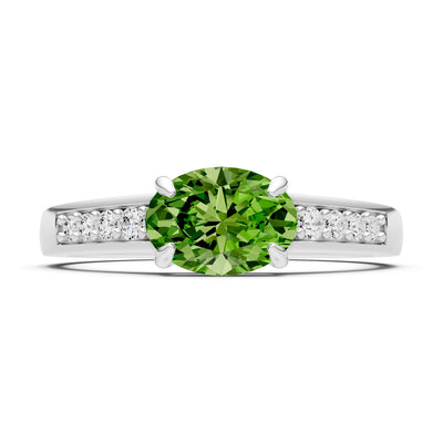 East West  Oval Gemstone Ring with Accents