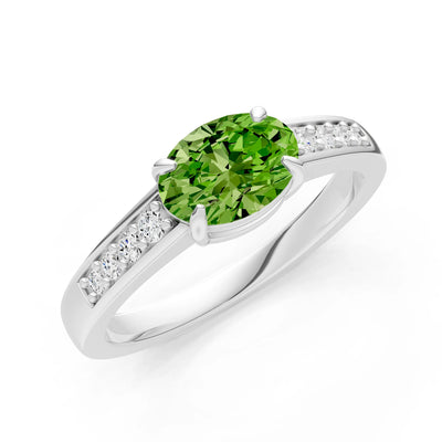 East West  Oval Gemstone Ring with Accents
