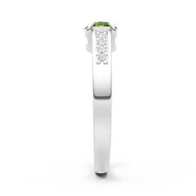Peridot East West Oval Gemstone Ring with Accents
