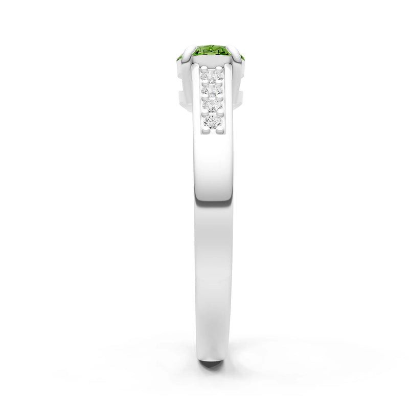 Peridot East West Oval Gemstone Ring with Accents