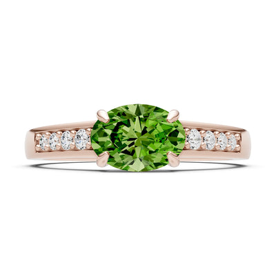 East West  Oval Gemstone Ring with Accents