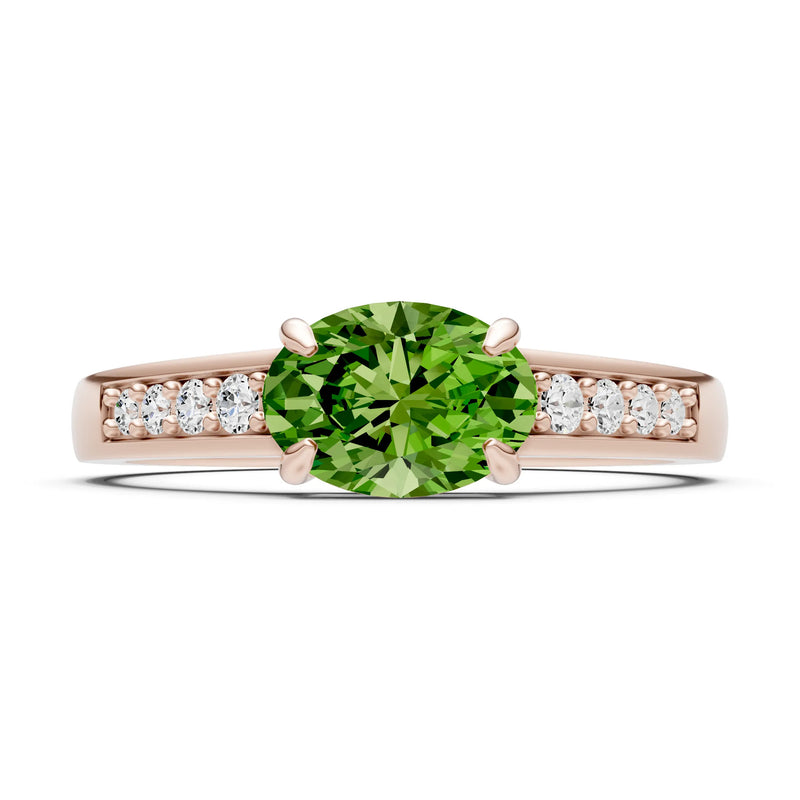 East West  Oval Gemstone Ring with Accents