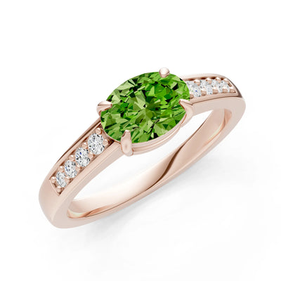 East West  Oval Gemstone Ring with Accents