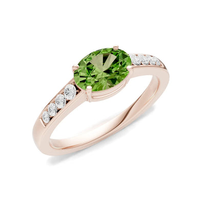 East West Oval Gemstone Ring with Accents