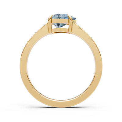 Aquamarine East West Pear Gemstone Ring with Accents
