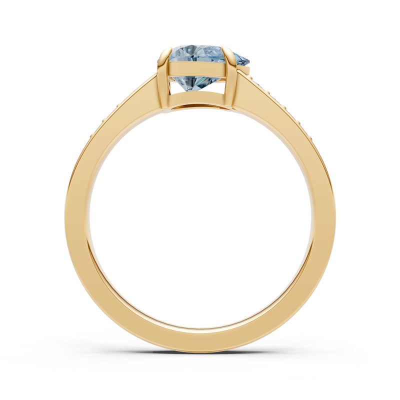 Aquamarine East West Pear Gemstone Ring with Accents