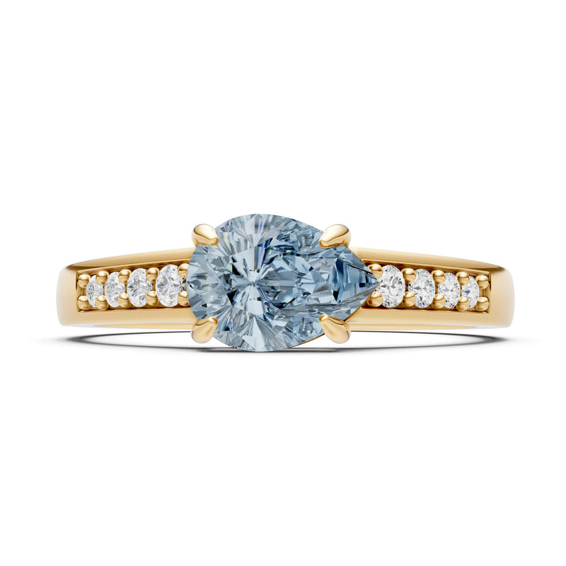 Aquamarine East West Pear Gemstone Ring with Accents