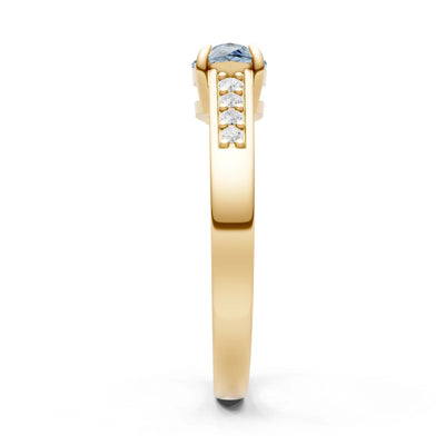 Aquamarine East West Pear Gemstone Ring with Accents