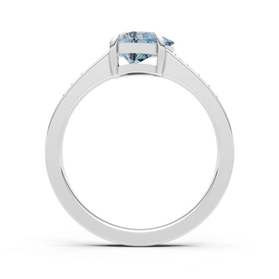 Aquamarine East West Pear Gemstone Ring with Accents