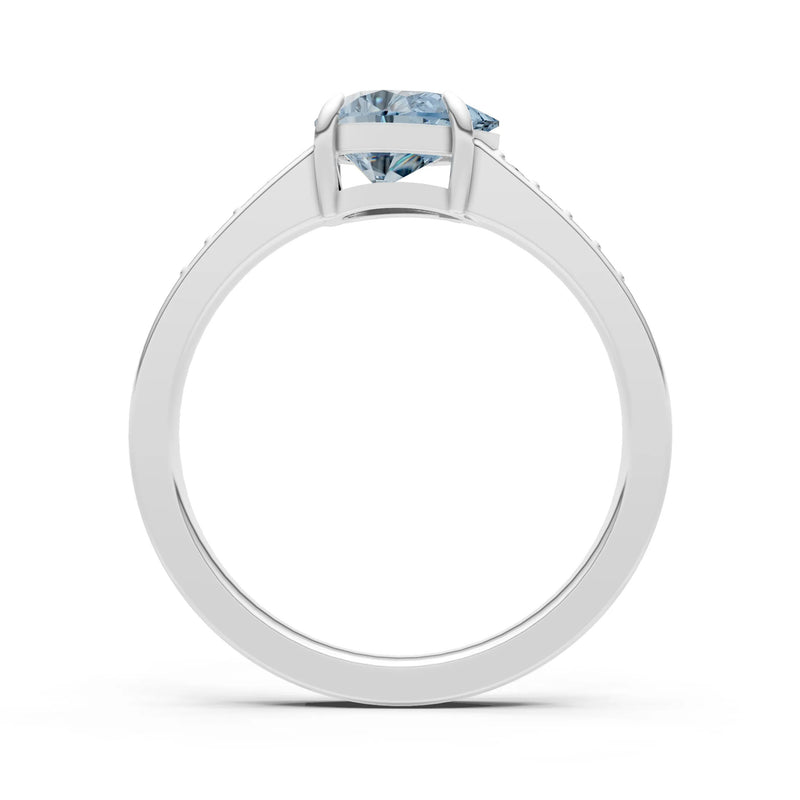 Aquamarine East West Pear Gemstone Ring with Accents