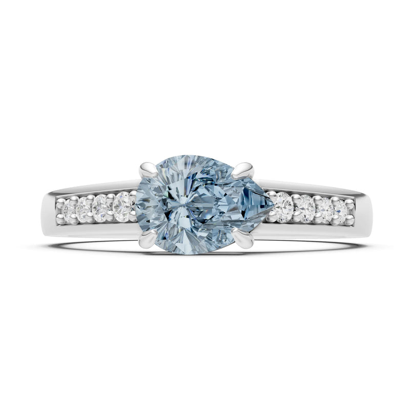 Aquamarine East West Pear Gemstone Ring with Accents