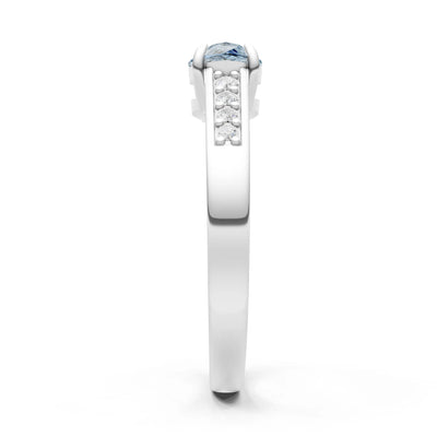 Aquamarine East West Pear Gemstone Ring with Accents