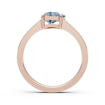 Aquamarine East West Pear Gemstone Ring with Accents