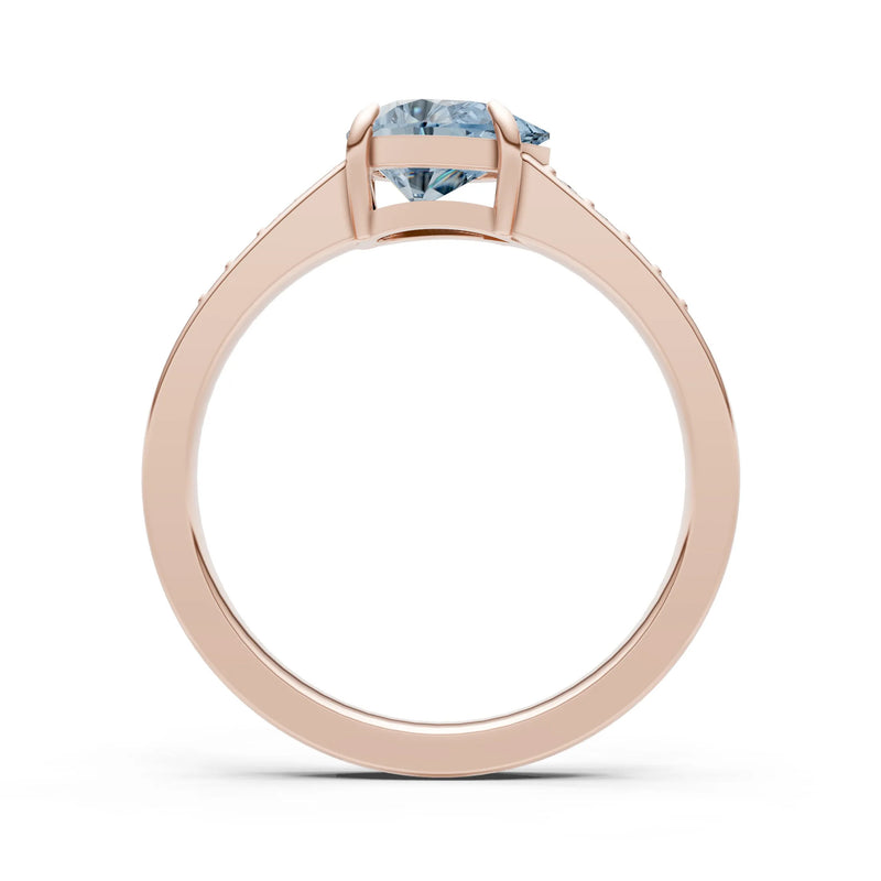 Aquamarine East West Pear Gemstone Ring with Accents