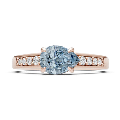 Aquamarine East West Pear Gemstone Ring with Accents