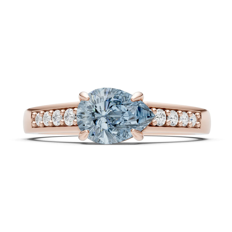 Aquamarine East West Pear Gemstone Ring with Accents