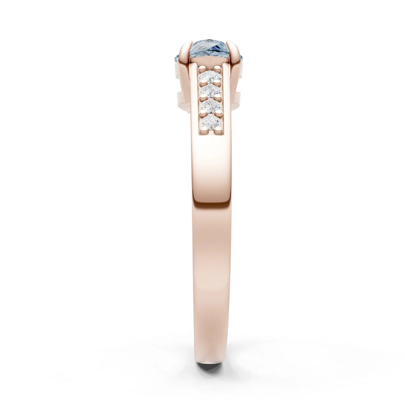 Aquamarine East West Pear Gemstone Ring with Accents