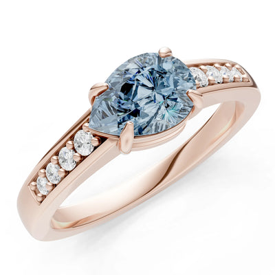 Aquamarine East West Pear Gemstone Ring with Accents