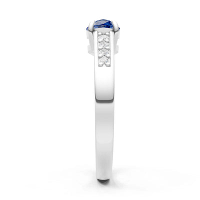 Blue Sapphire East West Pear Gemstone Ring with Accents