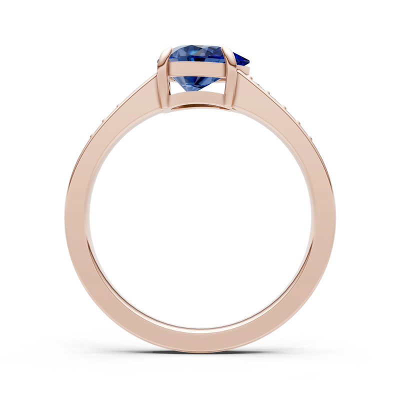 Blue Sapphire East West Pear Gemstone Ring with Accents