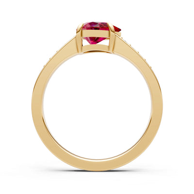 Ruby East West Pear Gemstone Ring with Accents