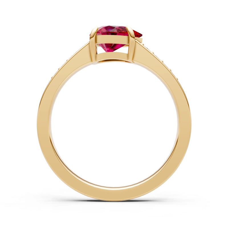 Ruby East West Pear Gemstone Ring with Accents