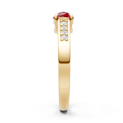 Ruby East West Pear Gemstone Ring with Accents
