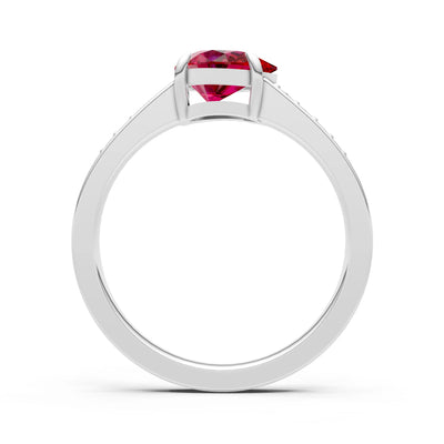 Ruby East West Pear Gemstone Ring with Accents