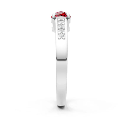 Ruby East West Pear Gemstone Ring with Accents
