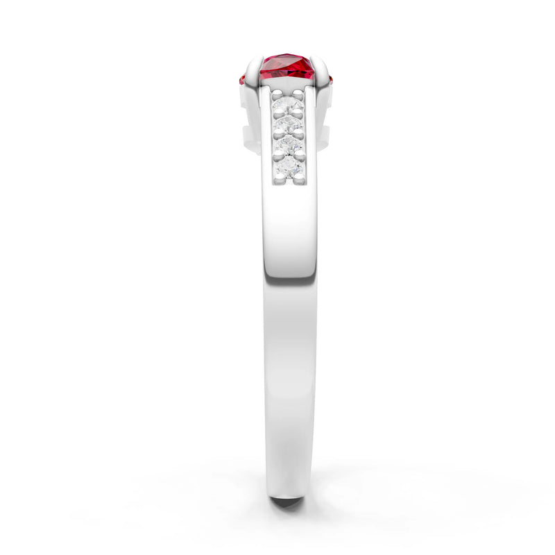 Ruby East West Pear Gemstone Ring with Accents