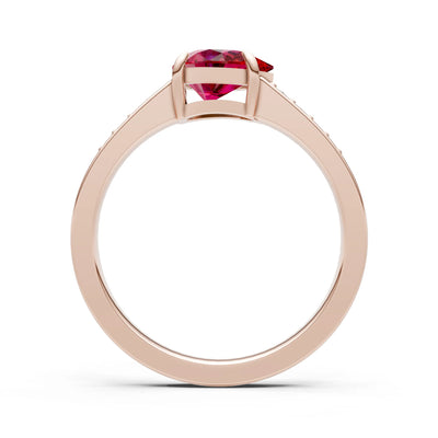 Ruby East West Pear Gemstone Ring with Accents