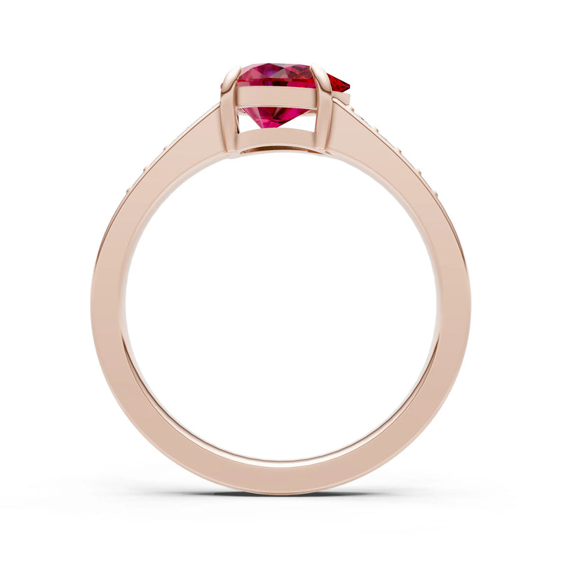 Ruby East West Pear Gemstone Ring with Accents