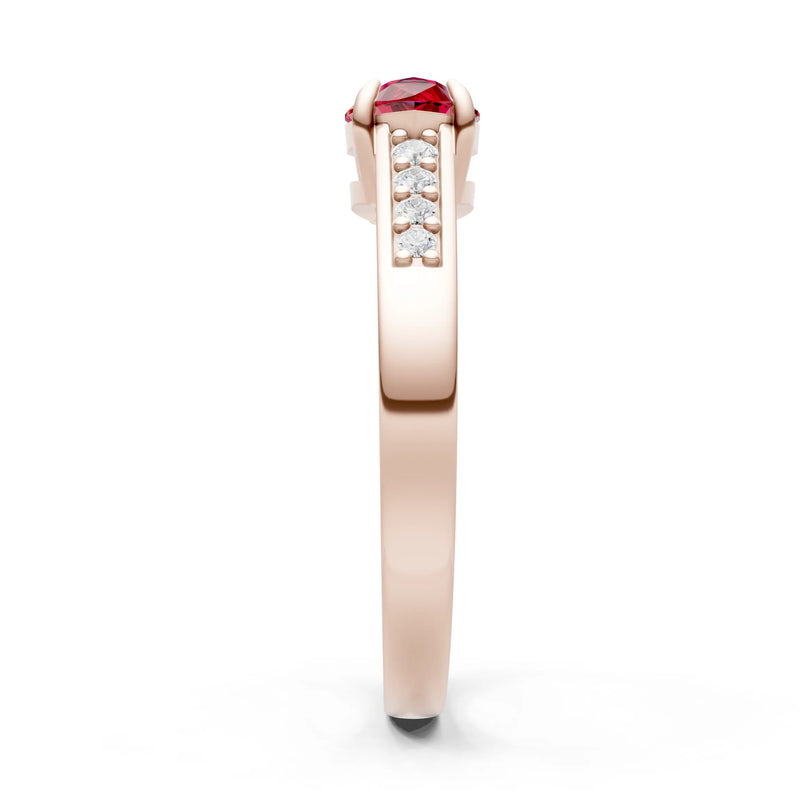 Ruby East West Pear Gemstone Ring with Accents